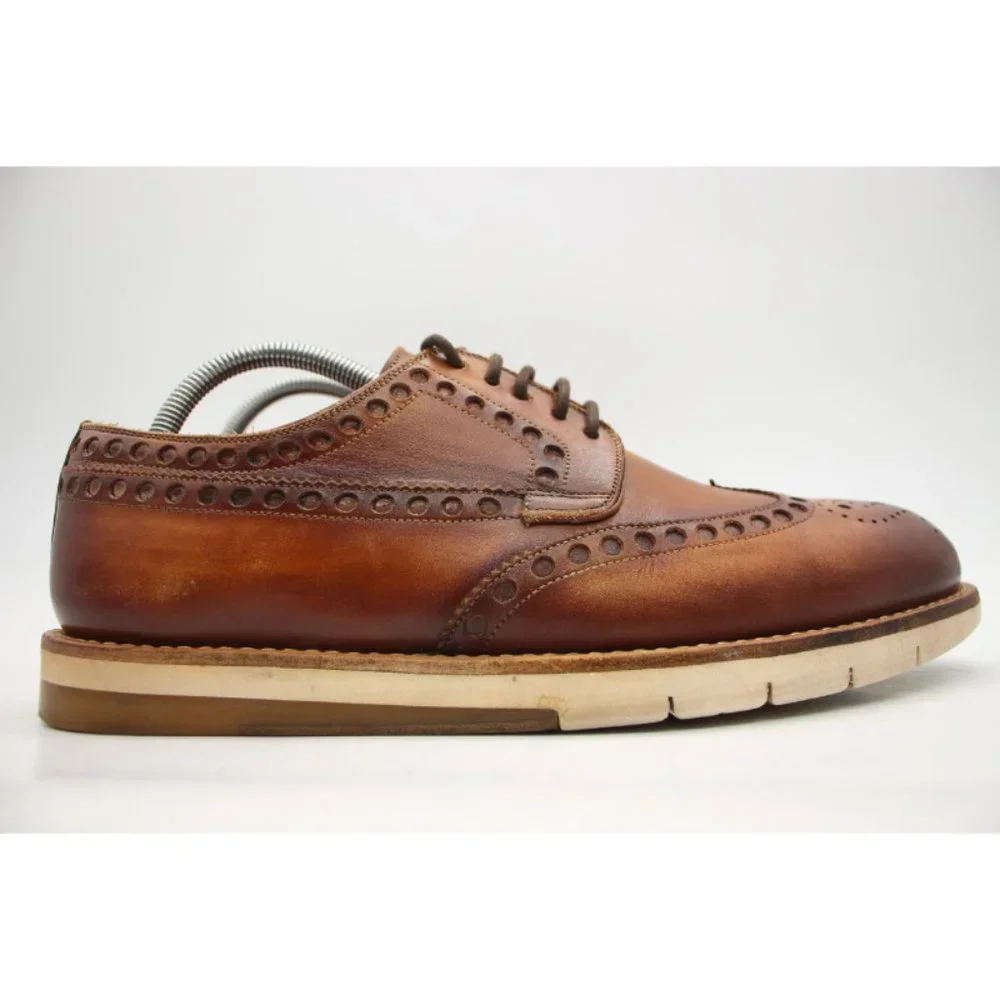 Magnanni Men's Wingtip Casual Sneakers Size 8 M  Shoes Burnished Brown Leather